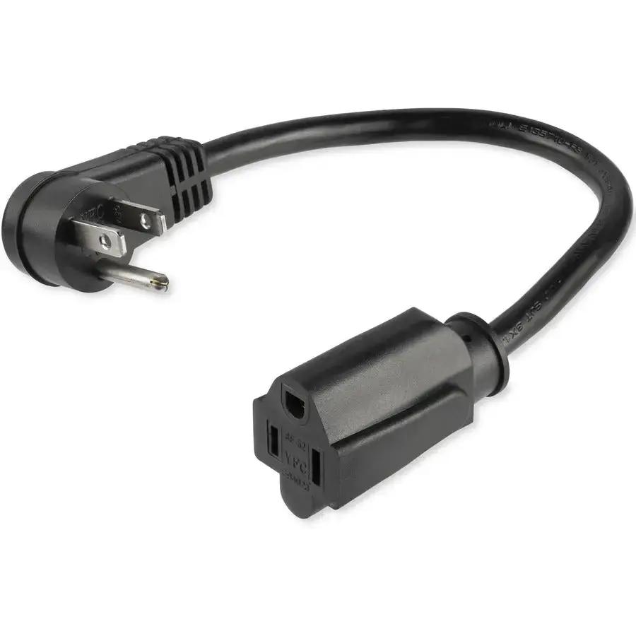StarTech.com PAC101R1 1 ft Right-Angle Power Extension Cord - NEMA 5-15R to NEMA 5-15P, 16AWG, Black by StarTech.com