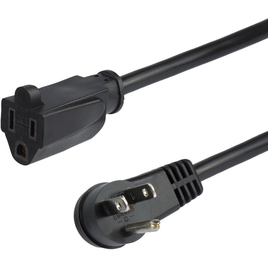 StarTech.com 3ft Power Extension Cord with Right-Angle NEMA 5-15P to NEMA 5-15R - Flat Outlet Extension Cable for Office and IT Equipment
