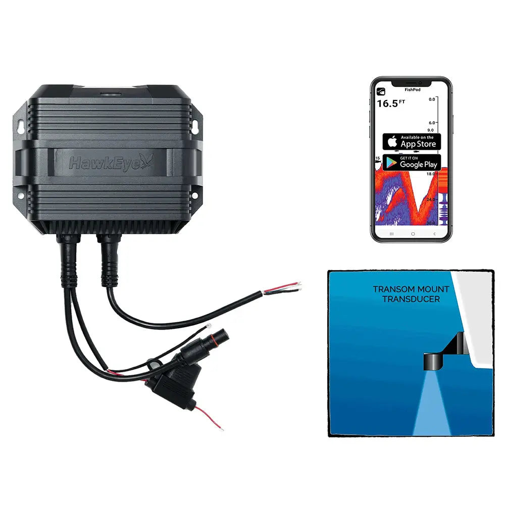 HawkEye FishPod 10BX Boat Mount Bluetooth Fishfinder ? Wireless Smartphone Fishfinder with Dual Transducer