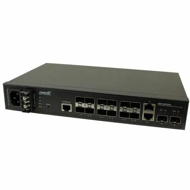 Transition Networks SM12DP2XA-NA Managed Gigabit Ethernet Fiber Switch with Dual 10G SFP+ Ports