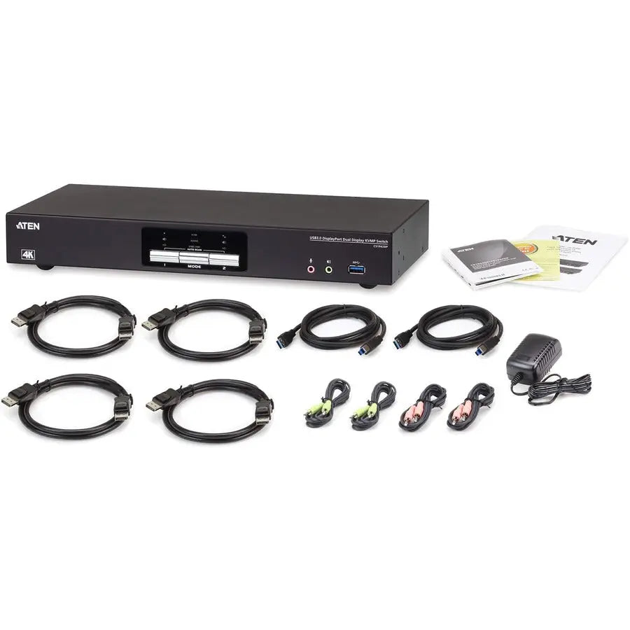 ATEN CS1942DP 2-Port USB 3.0 4K DisplayPort Dual Display KVM Switch for High-Resolution Multitasking