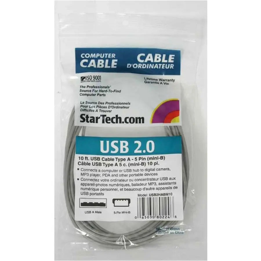 StarTech.com 10 ft USB A to Mini B USB 2.0 Data Transfer Cable