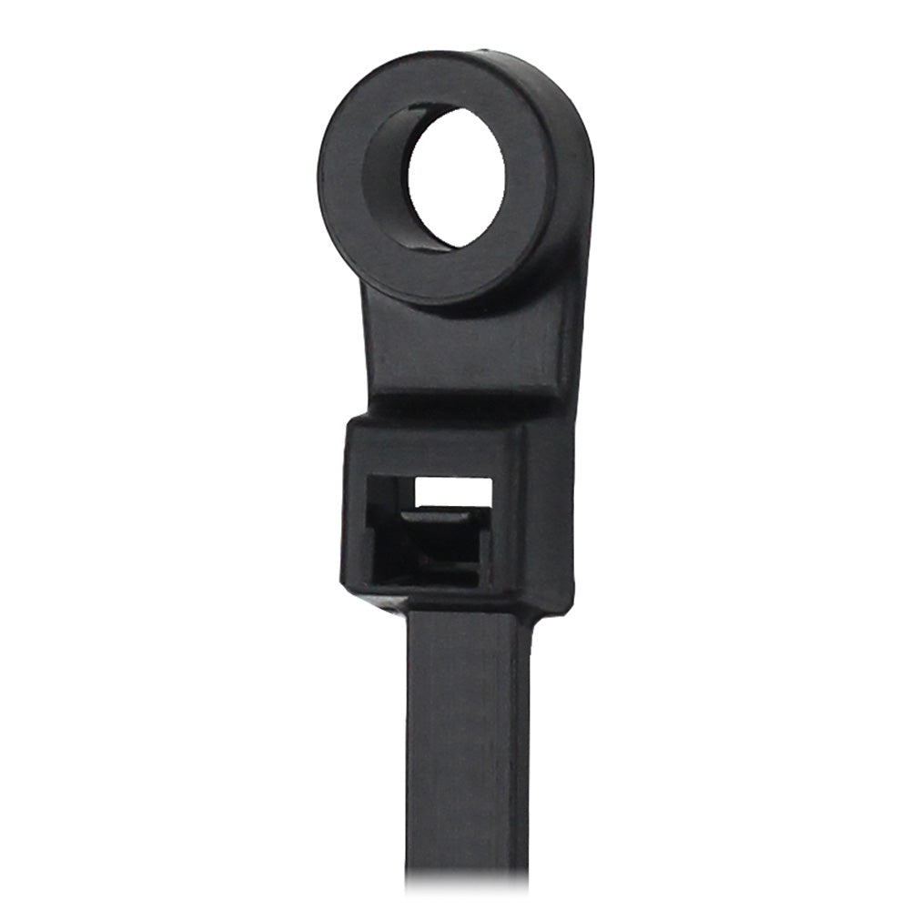 Pacer 15-Inch Black Cable Tie with Mounting Ring, 50 lb Tensile Strength, 4-Inch Bundle Diameter, 100 Pack