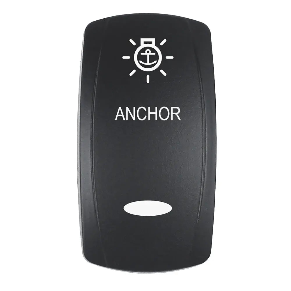 Pacer EV2LE-ANC Actuator for V Series Contura Switches - Laser Etched Anchor Symbol - Black with Top and Bottom Light
