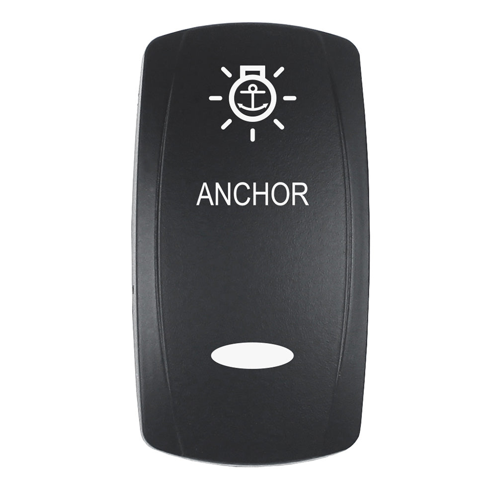 Pacer EV2LE-ANC Actuator for V Series Contura Switches - Laser Etched Anchor Symbol - Black with Top and Bottom Light