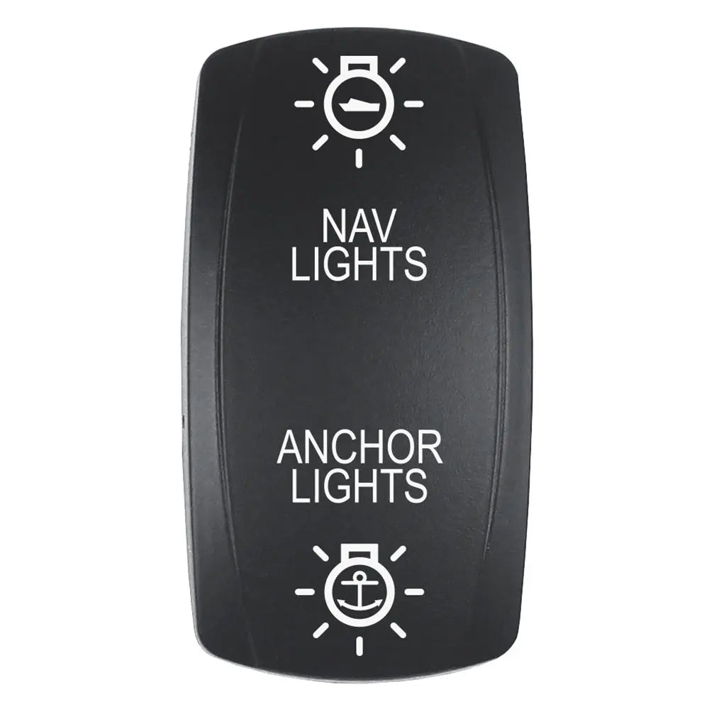 Pacer EV2LE-NAVANC Laser Etched NAV/ANCHOR Actuator for V Series Contura Switches - Black with Top and Bottom Light