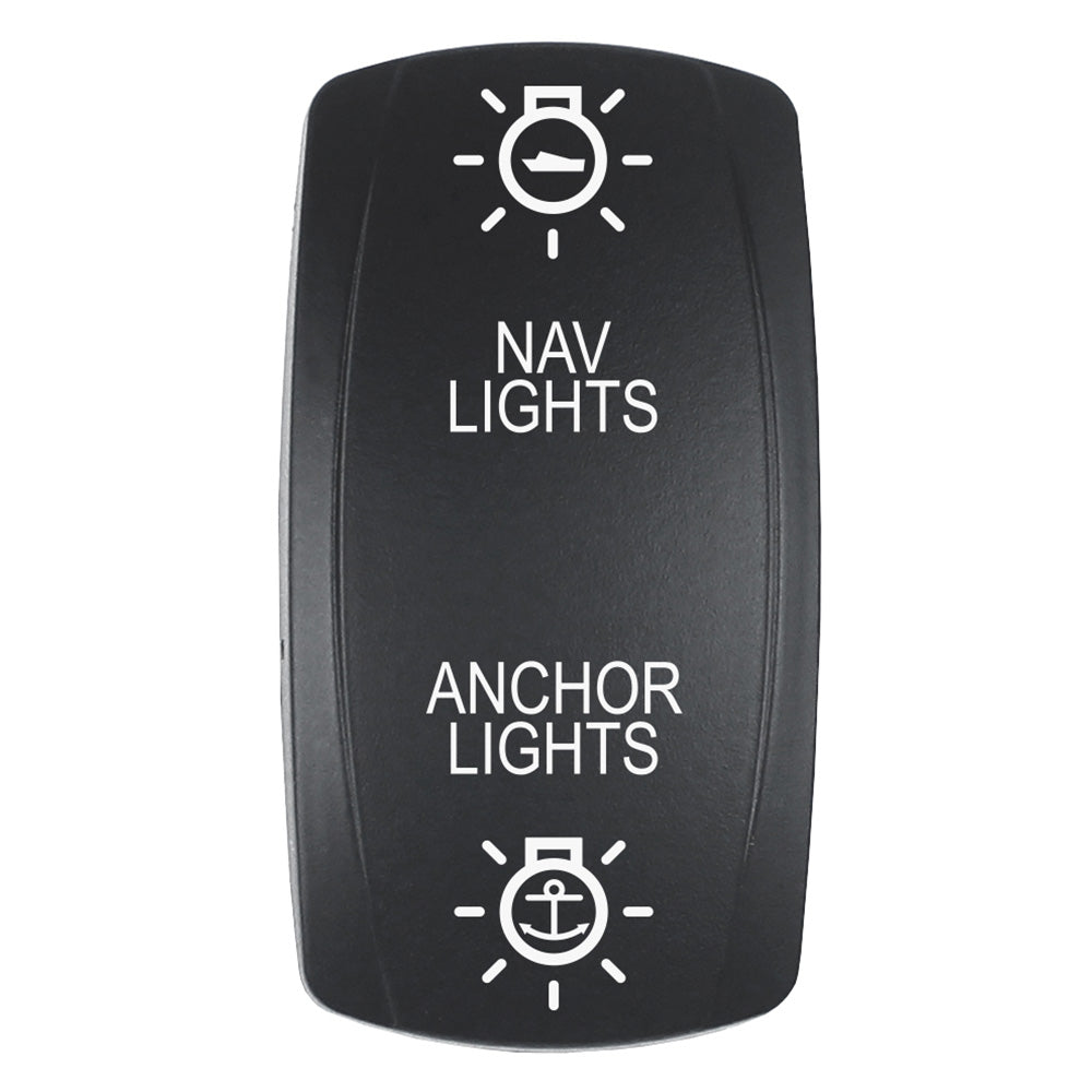 Pacer EV2LE-NAVANC Laser Etched NAV/ANCHOR Actuator for V Series Contura Switches - Black with Top and Bottom Light