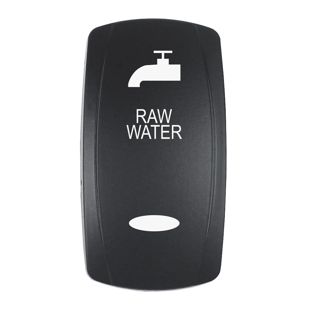 Pacer EV2LE-RAW Actuator for V Series Contura Switches - Black Laser-Etched 'Raw Water' Indicator with Top and Bottom Lights
