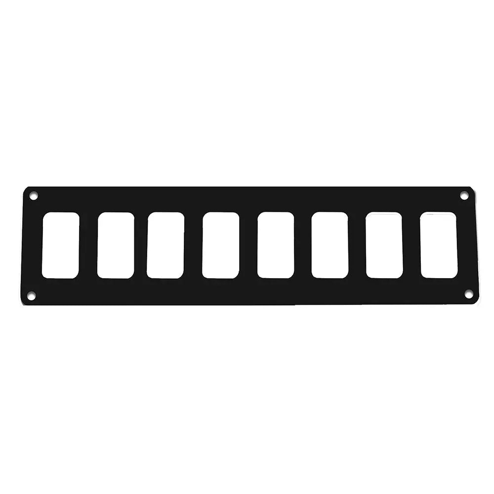 Pacer Switch Panel - 8 Switches, 1 Row - 12.5" x 2.75" Black Powder Coated Aluminum