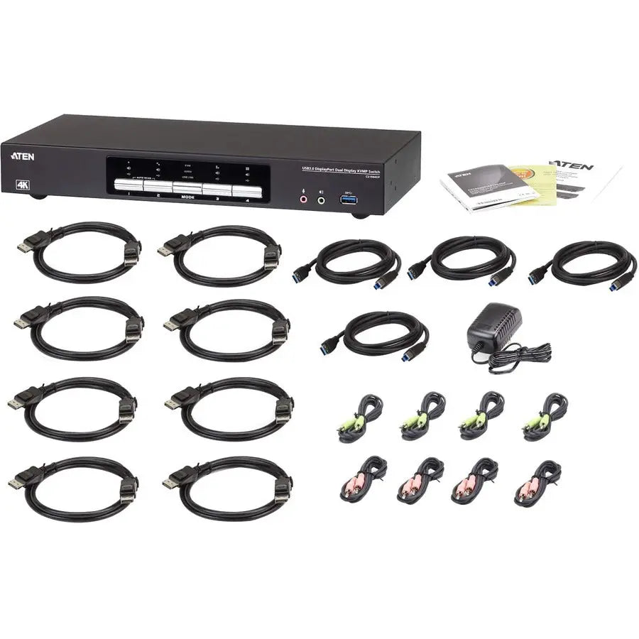 ATEN CS1944DP 4-Port USB 3.0 4K DisplayPort Dual Display KVM Switch for Desktop Multitasking