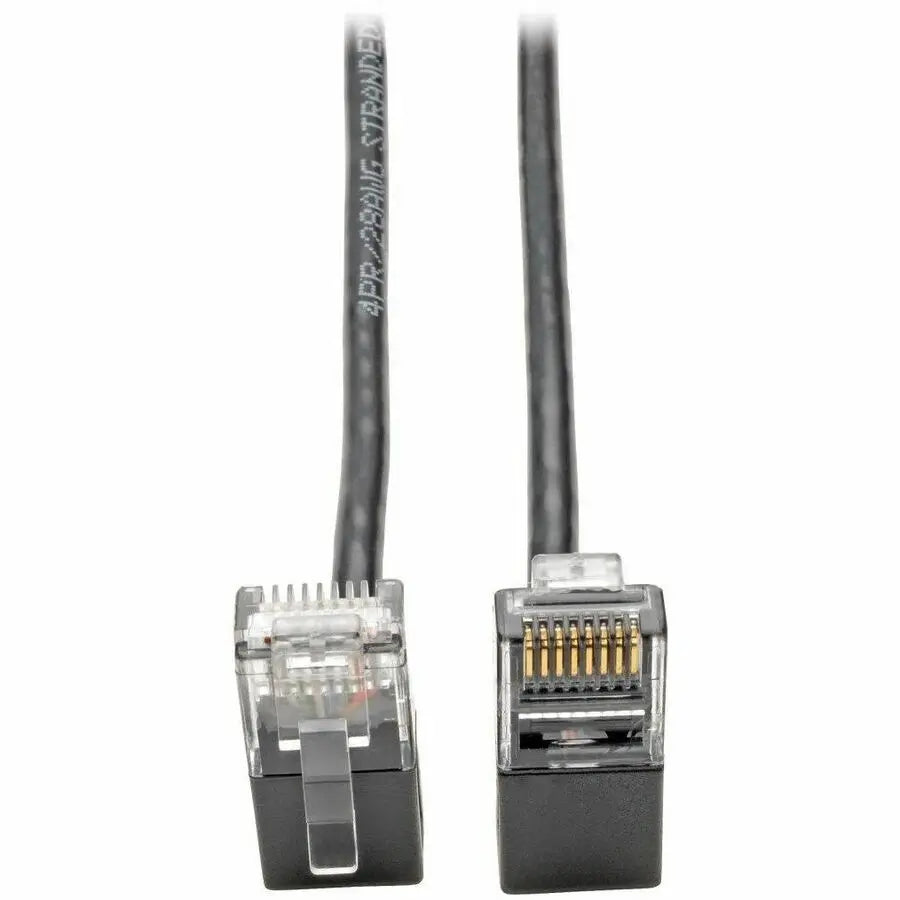 Eaton Tripp Lite Series N201-SR2-BK 2 ft. Right-Angle Cat6 UTP Patch Cable - Slim Black Network Patch Cord