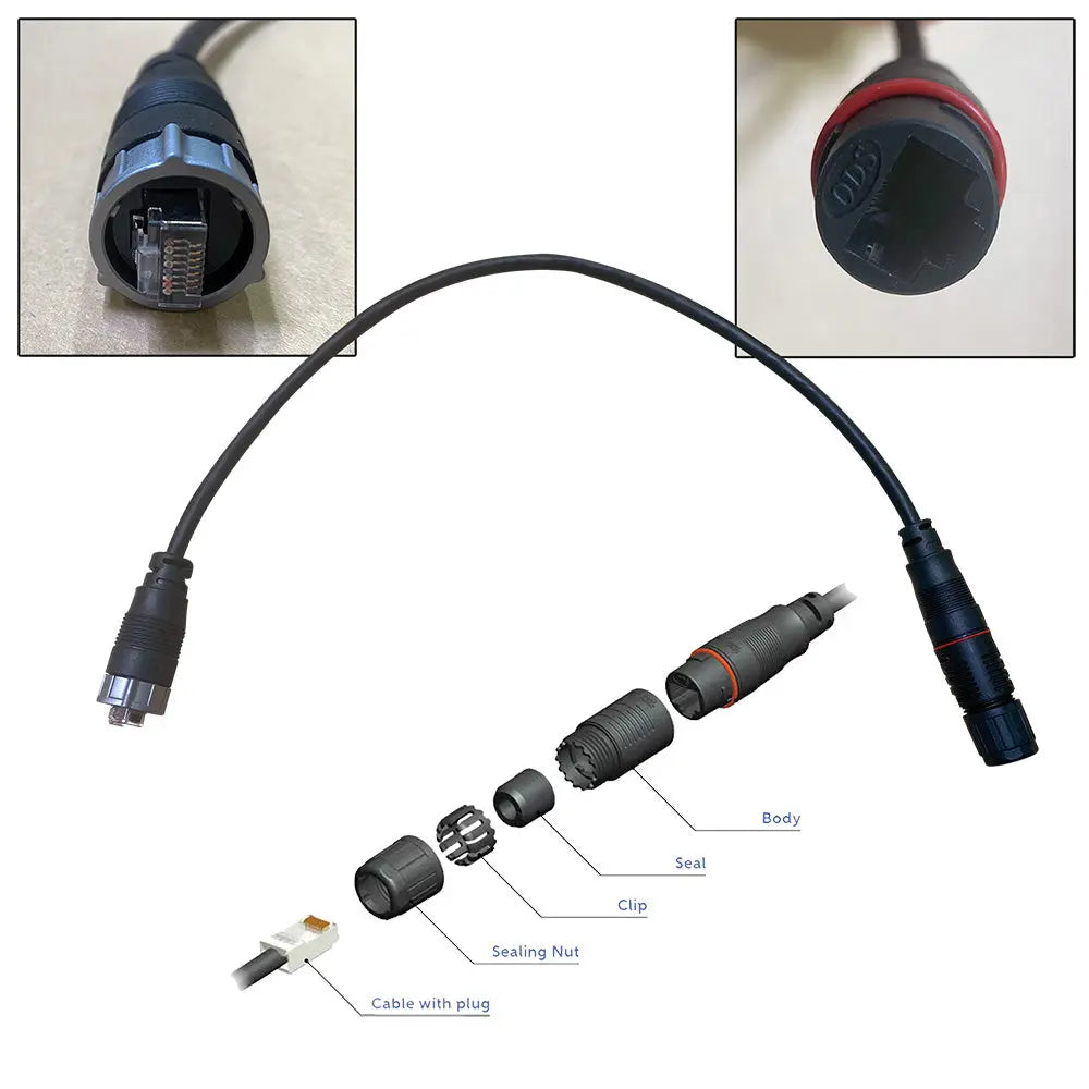Furuno WRJ-ADP-05M Waterproof RJ45 to HUB102 Ethernet Cable, 0.5 M