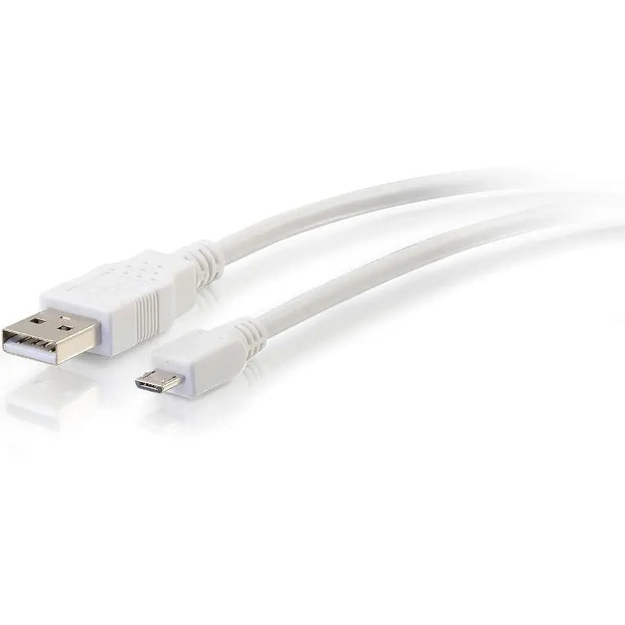 C2G 1ft USB 2.0 A to Micro-USB B Cable White - Reliable Data Transfer & Charging