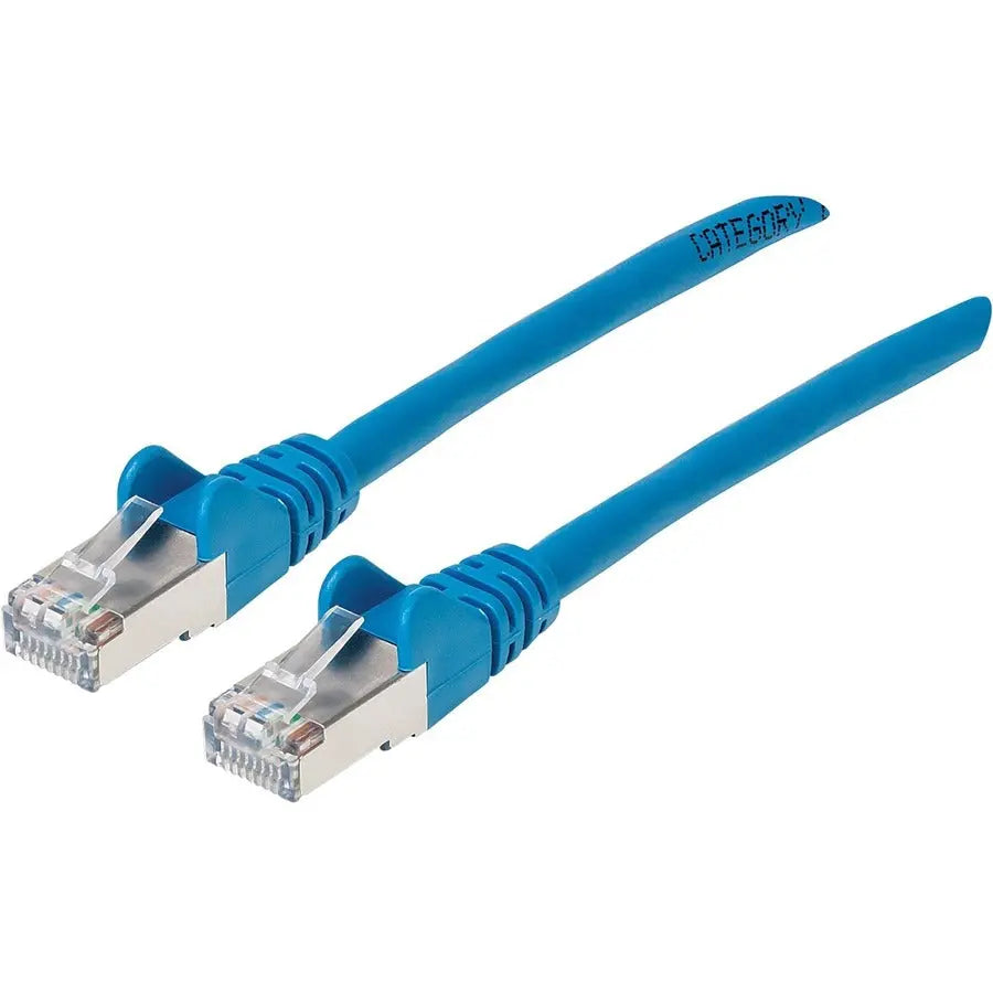 IC Intracom Manhattan Cat6a S/FTP Network Patch Cable, 7 ft, Blue - Secure and Reliable Ethernet Connection