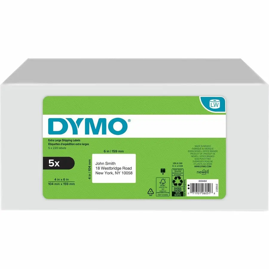 Dymo LabelWriter 4XL Label Printer Label Roll – 1100 White Shipping Labels for Large-Format Printing