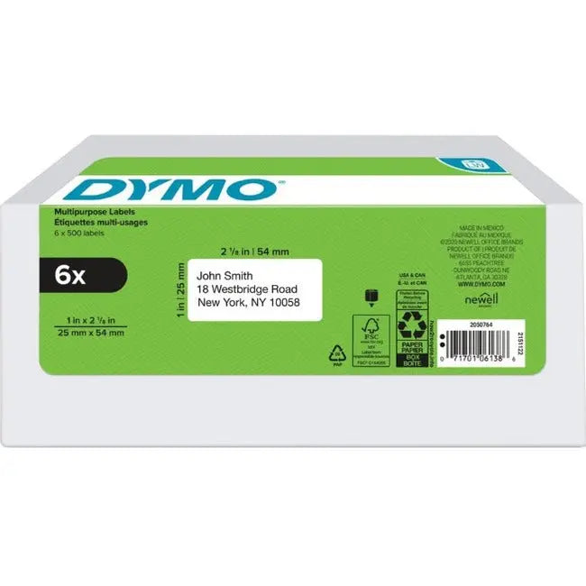 Dymo Multipurpose Labels – 1" x 2-1/8" White Self-Adhesive Rolls for LabelWriter Printers