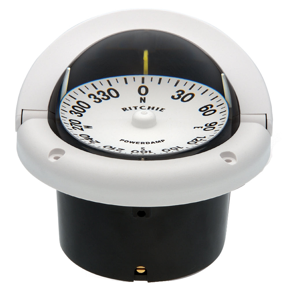Ritchie HF-742W Helmsman Compass - Flush Mount White with Green NiteVu Illumination