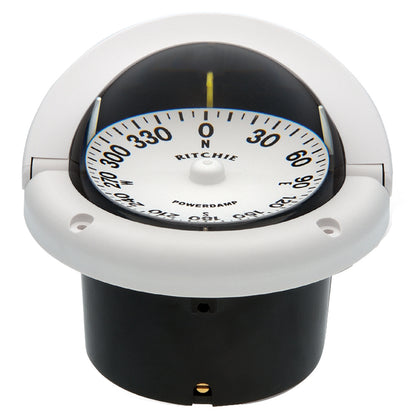 Ritchie HF-742W Helmsman Compass - Flush Mount White with Green NiteVu Illumination