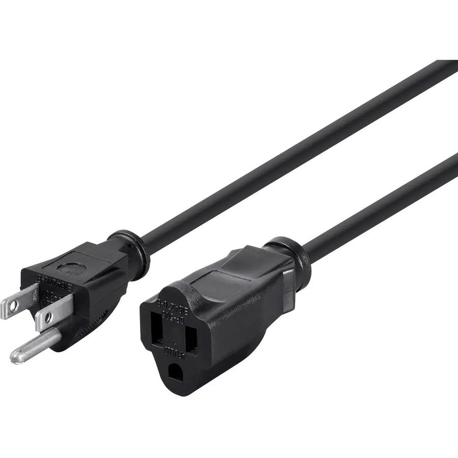 Monoprice Standard Power Cord 1 ft, NEMA 5-15P to NEMA 5-15R, Black, 125V, 13A