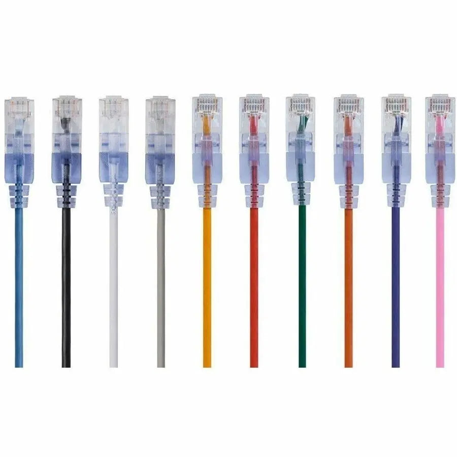 Monoprice SlimRun Patch UTP Category 6A Network Cable, 10 Gbps, 30AWG, Pure Bare Copper, Snagless RJ45, 10-Pack