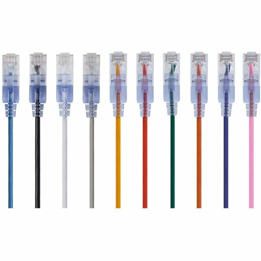 Monoprice SlimRun Cat6A UTP Patch Network Cable - 10 Gbps, 30AWG, Pure Bare Copper, Snagless RJ45, Space-Saving Design