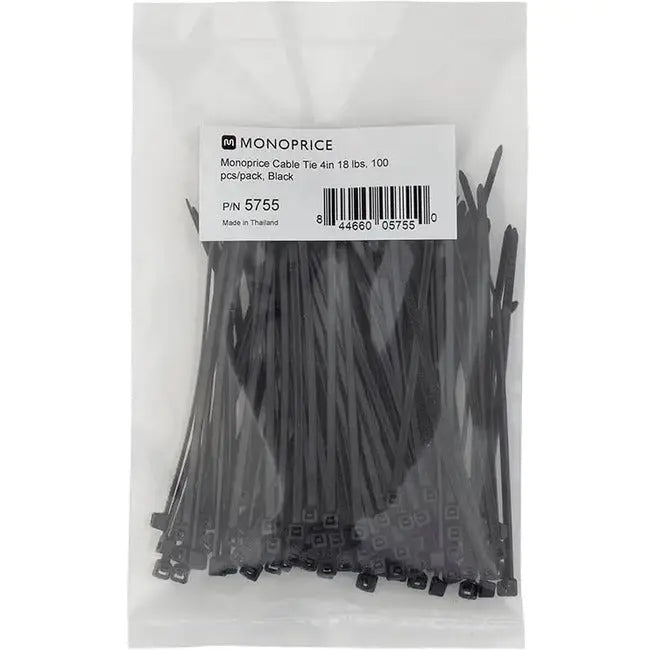 Monoprice 5755 Cable Tying - 4 inch Black Cable Ties, 100 Pack