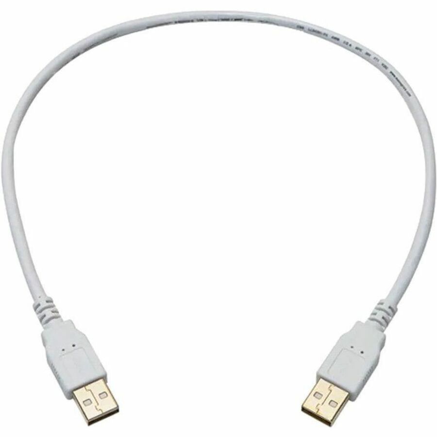 Monoprice USB-A to USB-A 2.0 Cable - 1.5 ft, Gold Plated Connectors, White