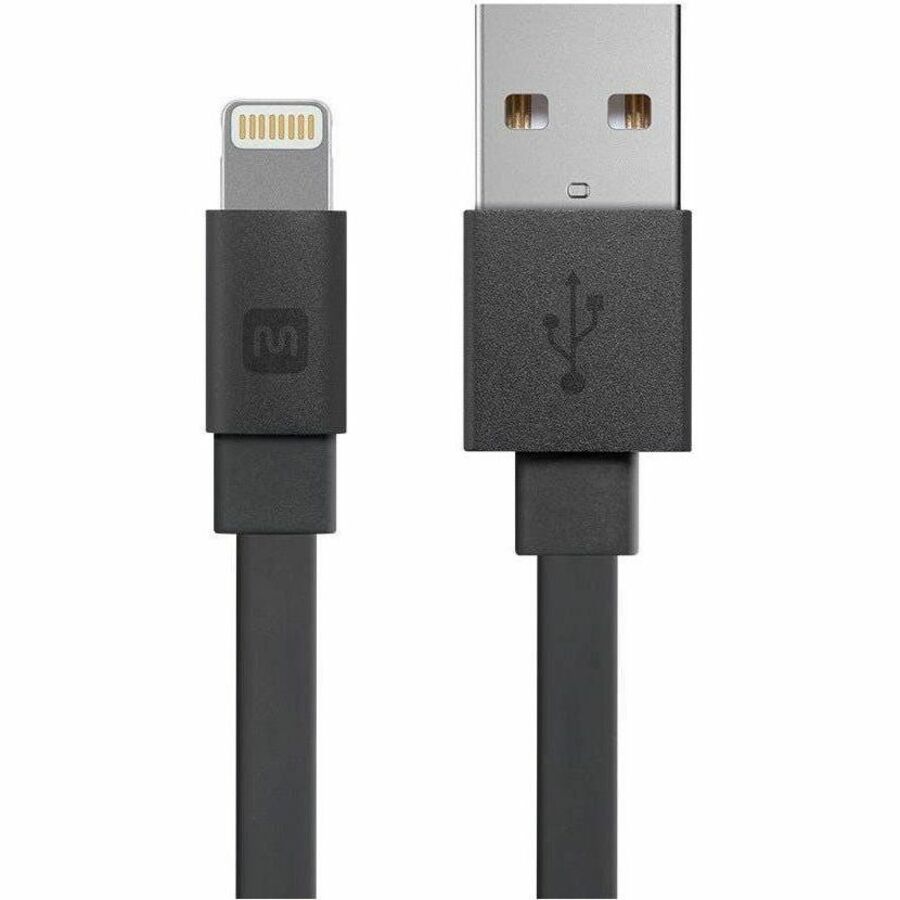 Monoprice Premium Flat Apple MFi Certified Lightning to USB-A Charging Cable - 3ft, Black