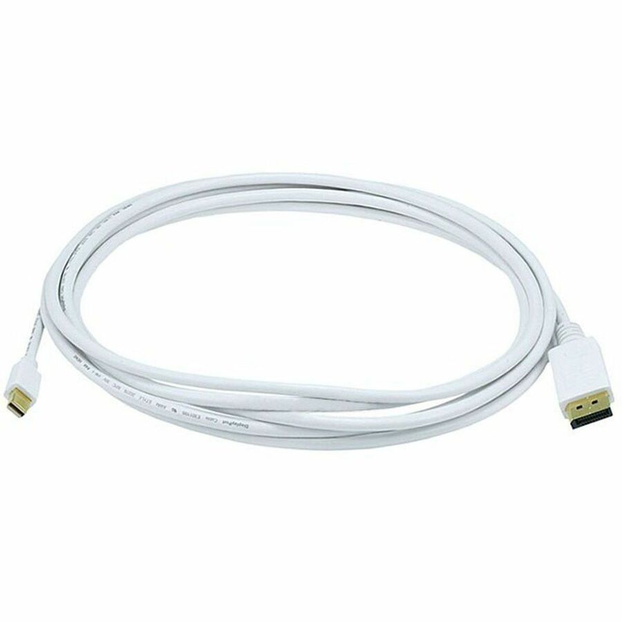 Monoprice 10ft 32AWG Mini DisplayPort to DisplayPort Cable White – Bidirectional 4K Video & Data Transfer