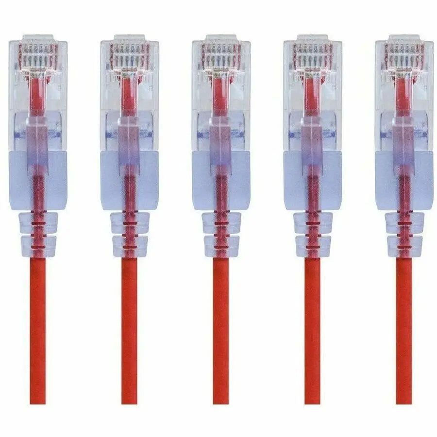 Monoprice SlimRun Patch UTP Category 6a Network Cable - 10G, 30AWG, Pure Bare Copper, Snagless RJ45, 5-Pack