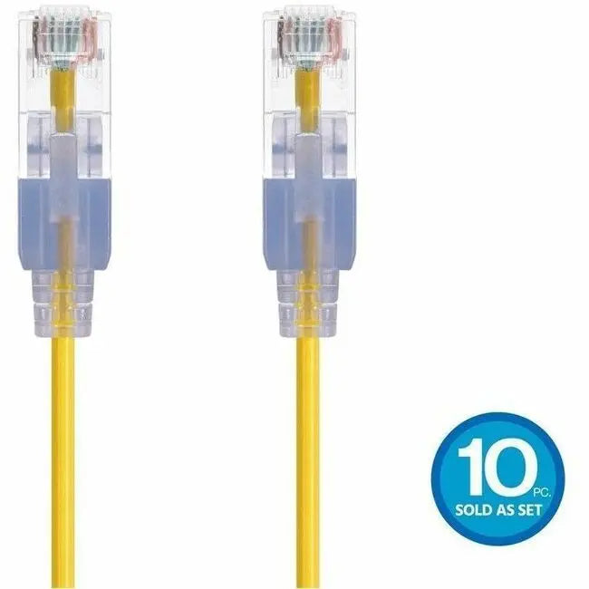Monoprice SlimRun Patch UTP Category 6A Network Cable – 10 Gbps, 30 AWG, Snagless RJ45, 10-Pack