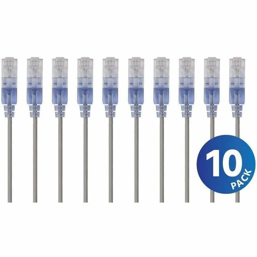 Monoprice SlimRun Patch UTP Category 6a Network Cable - 10 Gbps, 30AWG, Snagless RJ45, 10-Pack