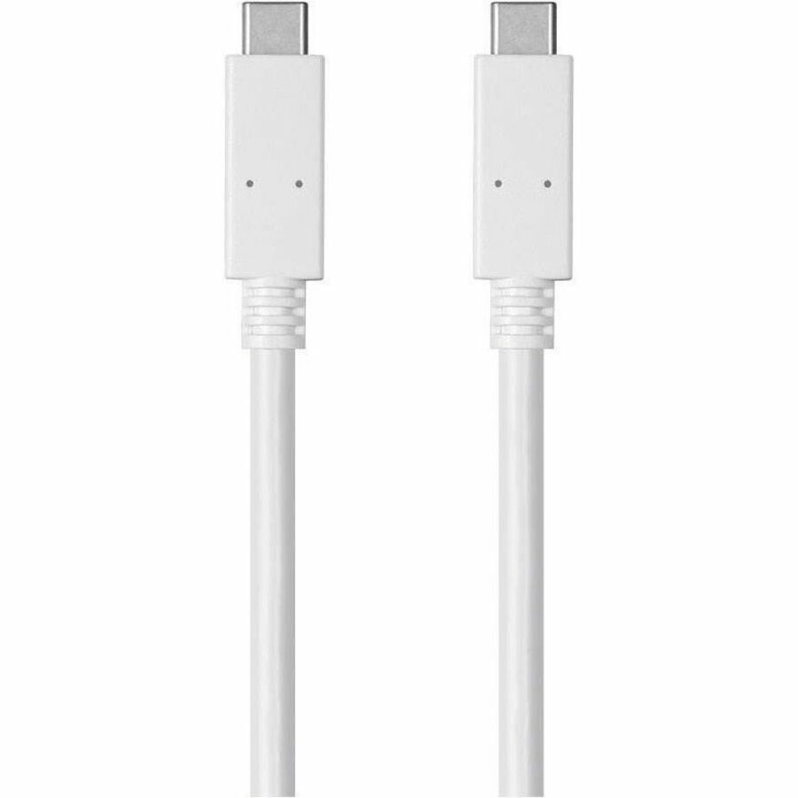 Monoprice Essentials USB-C to USB-C 3.1 Gen 1 Cable – 6.6 ft, White, 5 Gbps Data Transfer & 3A Fast Charging
