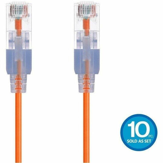 Monoprice SlimRun Patch UTP Cat6A Ethernet Cable – 10 Gbps, 30AWG, Snagless RJ45, Space-Saving Design