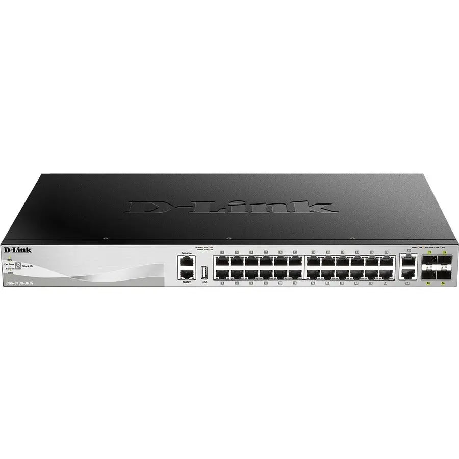 D-Link DGS-3130-30TS Ethernet Switch – 24-Port Gigabit Layer 3 Managed Switch with 10GbE and Optical Fiber Support