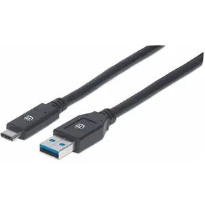 IC Intracom Manhattan SuperSpeed USB C to USB-A Cable - 3 meters, Black, Model 354981