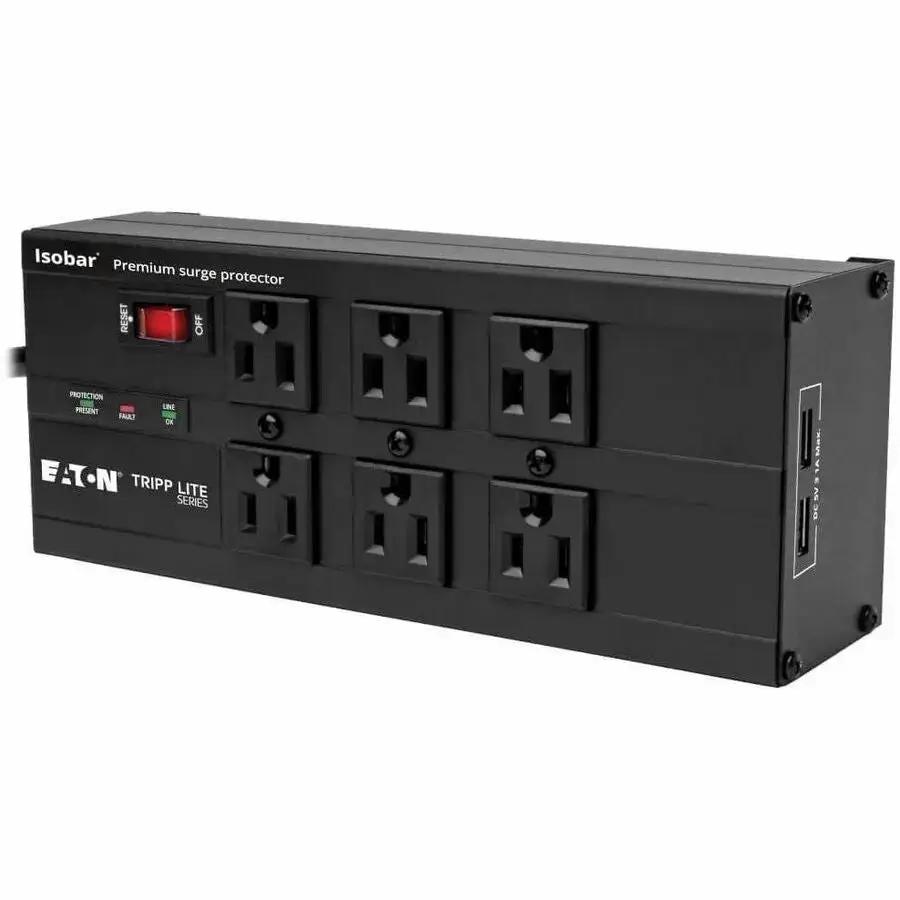 Eaton Tripp Lite Series Isobar IBAR6ULTRAUSBB 6-Outlet Surge Protector with USB - 3840 Joules, Metal Housing, 10 ft Cord by Eaton Corporation
