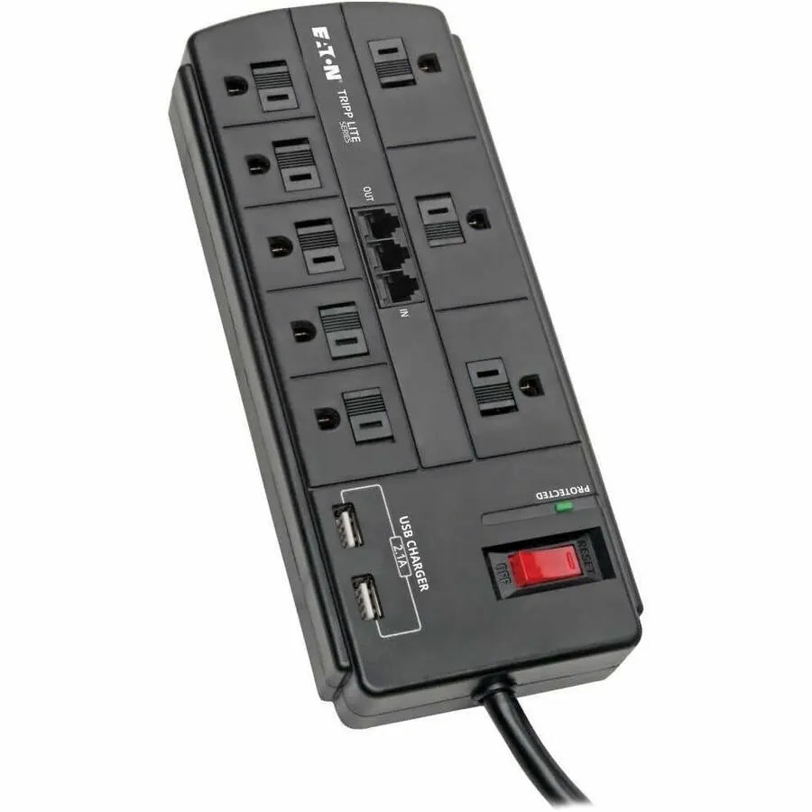 Eaton Tripp Lite Series Protect It! TLP88TUSBB 8-Outlet Surge Protector with USB Charging and Line Noise Filtering