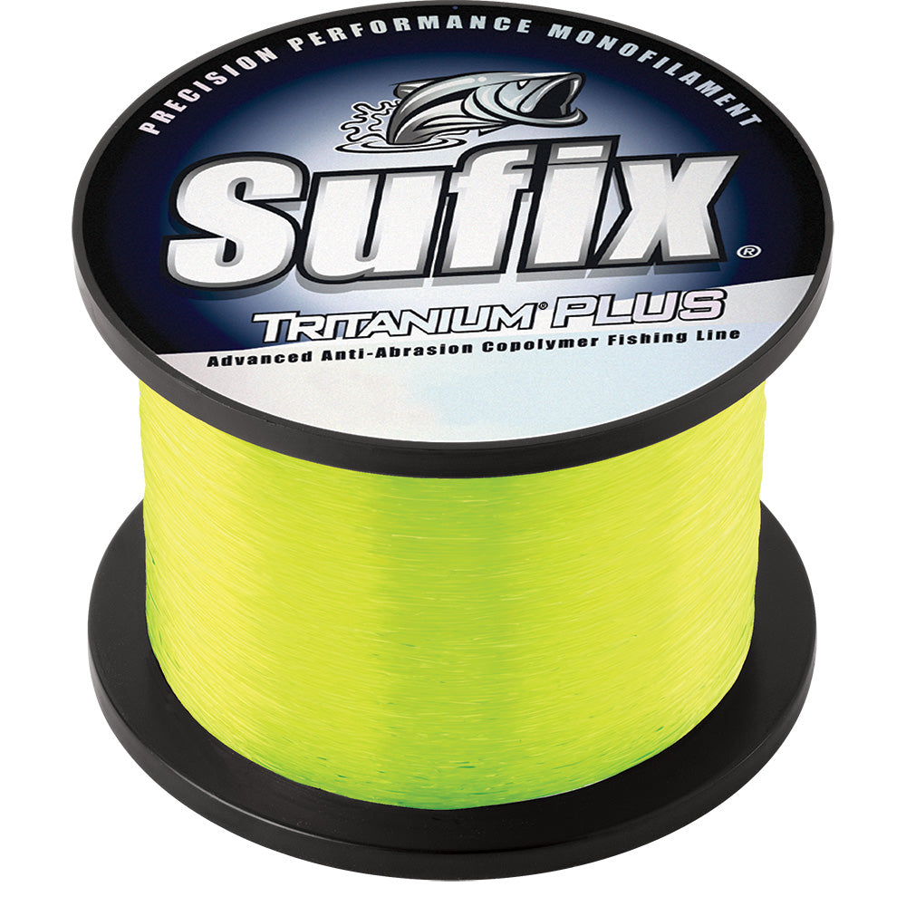 Sufix Tritanum Plus 30lb Chartreuse Braided Fishing Line - 450 Yards for Surfcasting and Heavy-Duty Applications
