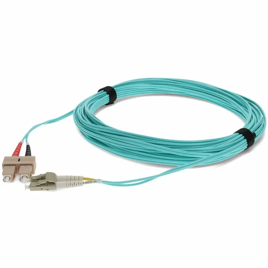 AddOn 0.3m SC to LC Aqua OM4 Riser-Rated Duplex Fiber Patch Cable