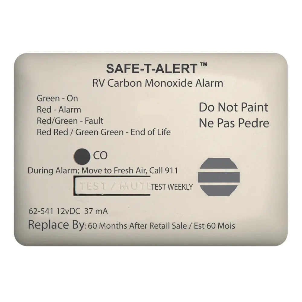 Safe-T-Alert 62 Series 12V Carbon Monoxide Alarm for RVs - Surface Mount, White