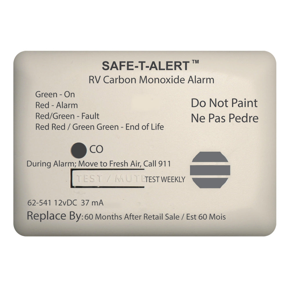 Safe-T-Alert 62 Series 12V Carbon Monoxide Alarm for RVs - Surface Mount, White