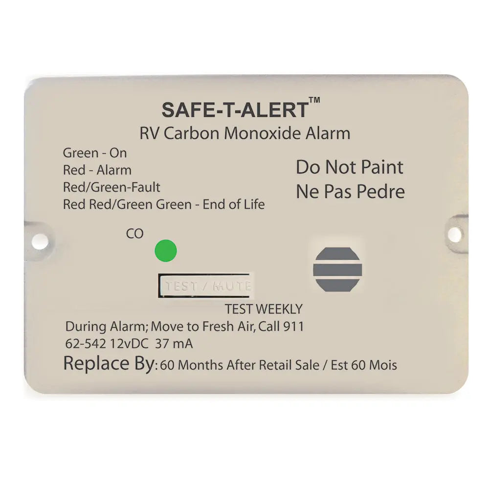 Safe-T-Alert 62 Series 12V RV Flush Mount Carbon Monoxide Alarm - White