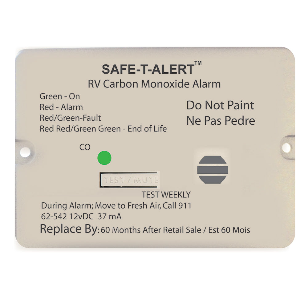 Safe-T-Alert 62 Series 12V RV Flush Mount Carbon Monoxide Alarm - White