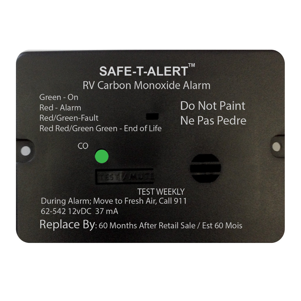 Safe-T-Alert 62 Series 12V RV Carbon Monoxide Alarm - Flush Mount Black