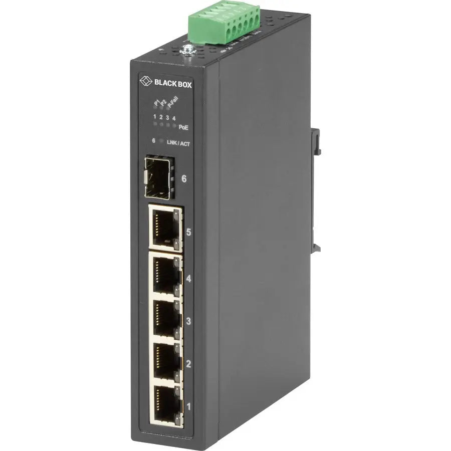 Black Box LPH3061A Industrial Ethernet PoE+ Switch - 6 Port Unmanaged Network Switch for Extreme Environments
