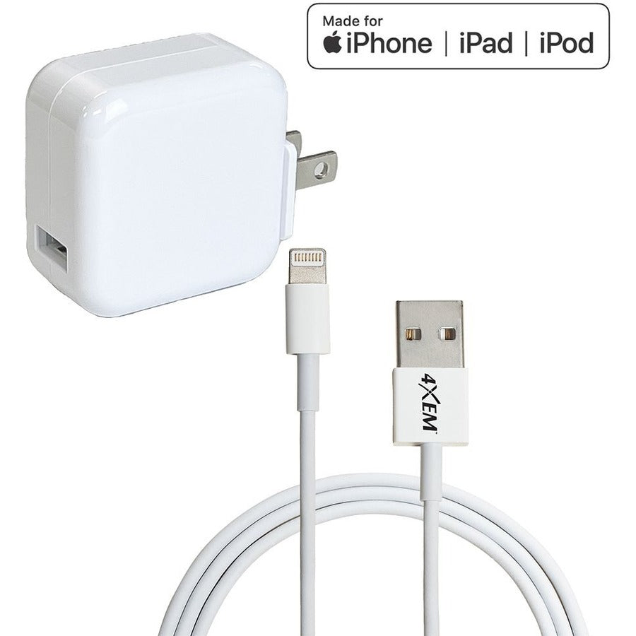 4XEM 4XIPADKIT3 iPad Charging Kit with 3-Foot MFi Lightning Cable and 12W USB Wall Charger