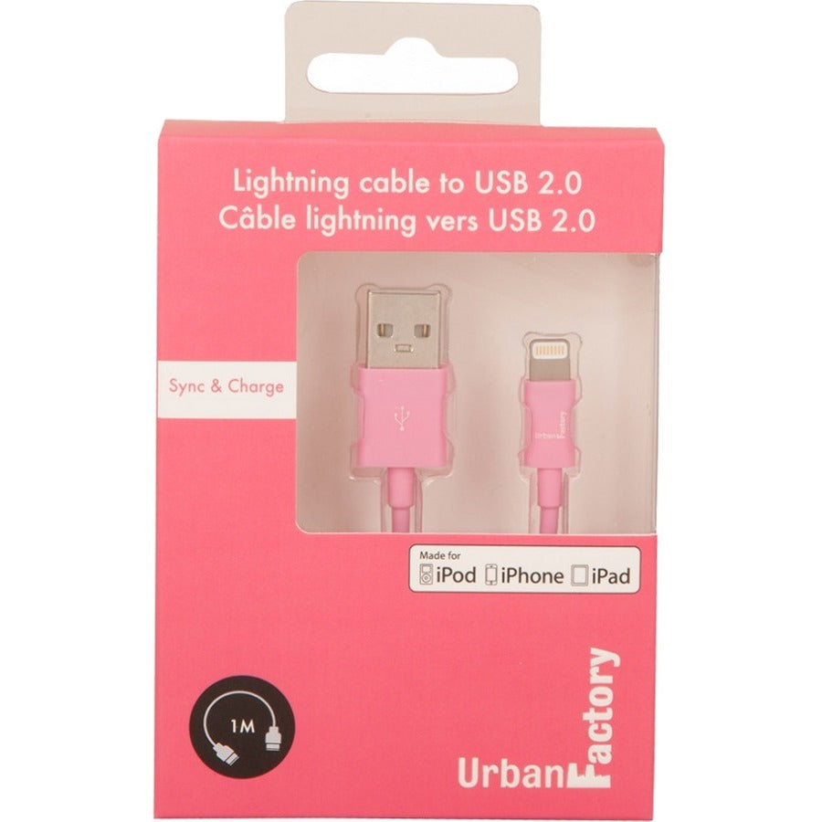 Urban Factory CID32UF Pink Lightning to USB Sync and Charge Data Transfer Cable