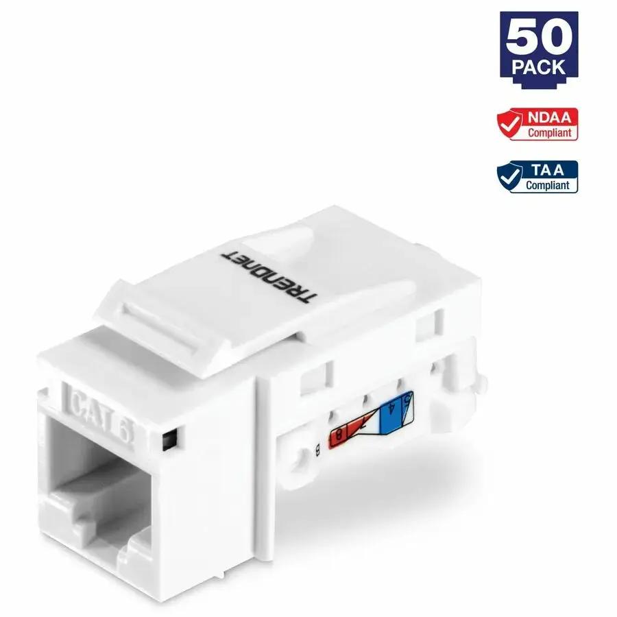 TRENDnet TC-K50C6 50-Pack Cat6 Keystone Jack for Reliable Network Connections by TRENDnet