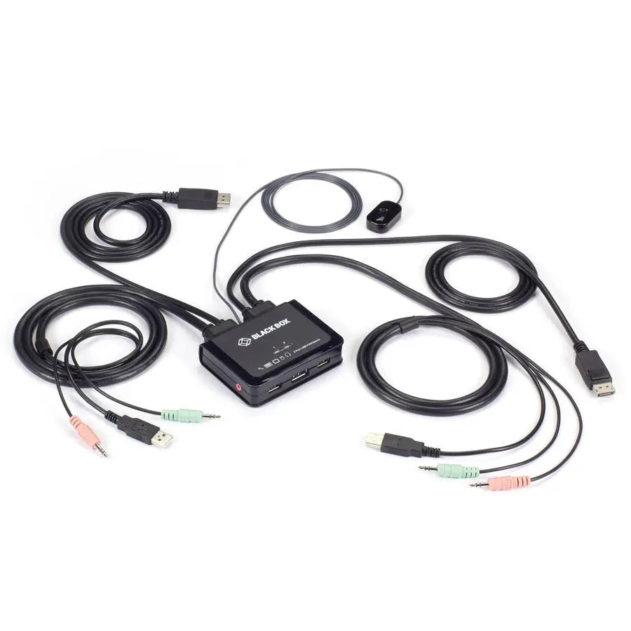 Black Box KV62-CBL 2-Port 4K60 DisplayPort Cable KVM Switch